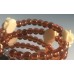 Spiraal armband  BRUIN met glaskralen en BEIGE rozen